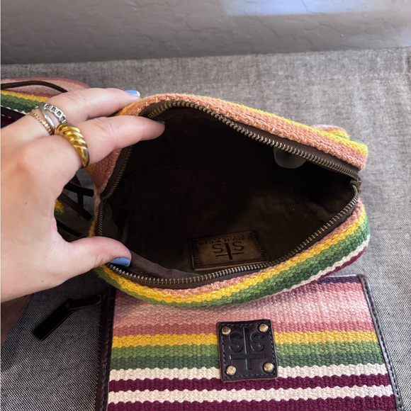 STS Ranchwear Striped Shoulder Bag - Burgundy and Tan - Picture 6 of 6